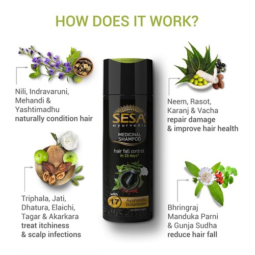 Kit de cuidado del cabello medicinal ayurvédico Sesa aceite para el cabello, champú para el cabello - Imagen 20 de 32