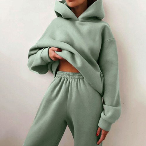 2Pcs Sports Sweat Suits Women Casual Tracksuit Hoodie Sweatshirt Tops Pants Set - 第 1/15 張圖片