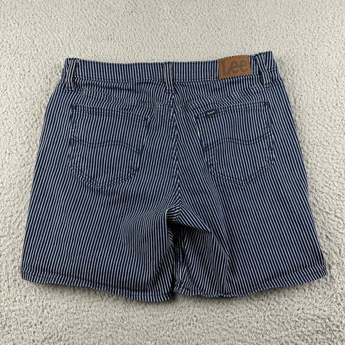 Lee Shorts Womens 10 Medium Blue White Railroad Stripe Mid Rise Cotton Blend - Picture 4 of 7