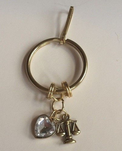 Law Keychain Purse Charm Zipper Pull Lawyer Paralegal Gift Keyring Zodiac Libra - Picture 8 of 12