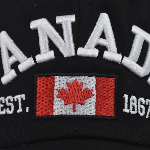 CANADA Black Baseball Cap, ADJUSTABLE Buckle Hat For Men, Women, Canadian,COTTON - Picture 5 of 8