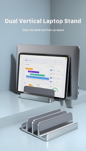 BEQU 4-in-1 Vertical Laptop Stand/Holder, Heavy Duty Aluminum (Silver) - 第 3/9 張圖片