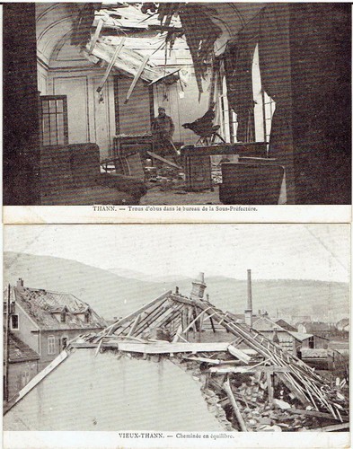 2 CPA GUERRE 1914 : VIEUX THANN Trous d'obus Sous préfecture (Haut Rhin) - 第 1/2 張圖片
