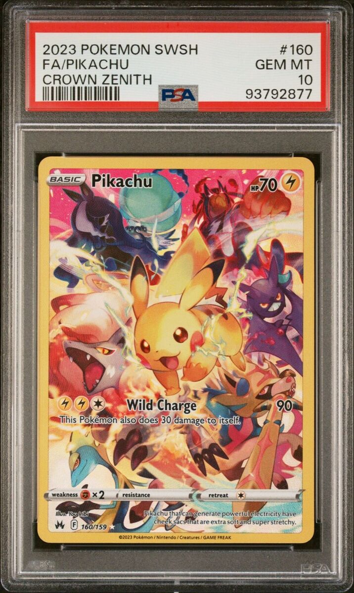 PSA 10 GEM MINT Pikachu Secret Rare Full Art 160/159 Crown PSA 10 GEM MINT Pikachu Secret Rare Full Art 160/159 Crown