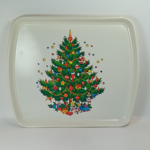 Vintage CHRISTMAS Plastic Serving Tray~ Rectangle Holiday 12” X 10” - Picture 1 of 8