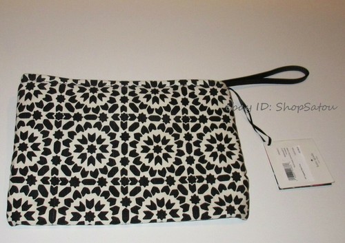 NWT KATE SPADE On Purpose Floral Mosaic Canvas Bow Wristlet BLACK - Picture 3 of 5