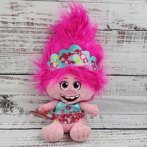 Muñeca de peluche Dreamworks rosa amapola bebé de Pascua trolls etiqueta de huevo flor pastel 15" - Imagen 8 de 8