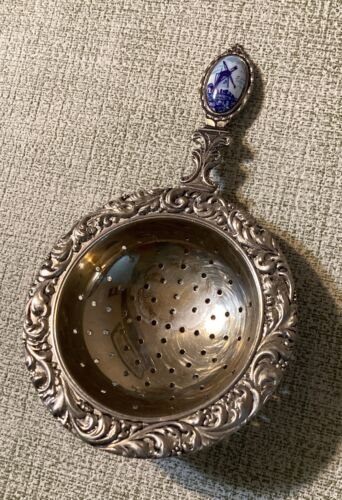 Vaso da tè vintage Delft China impreziosito made in Holland Silverplate - Foto 2 di 4