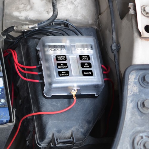 6 Way Car Boot Power Distribution 12/24V Blade Fuse Holder Box Block Panel Board - Picture 10 of 19