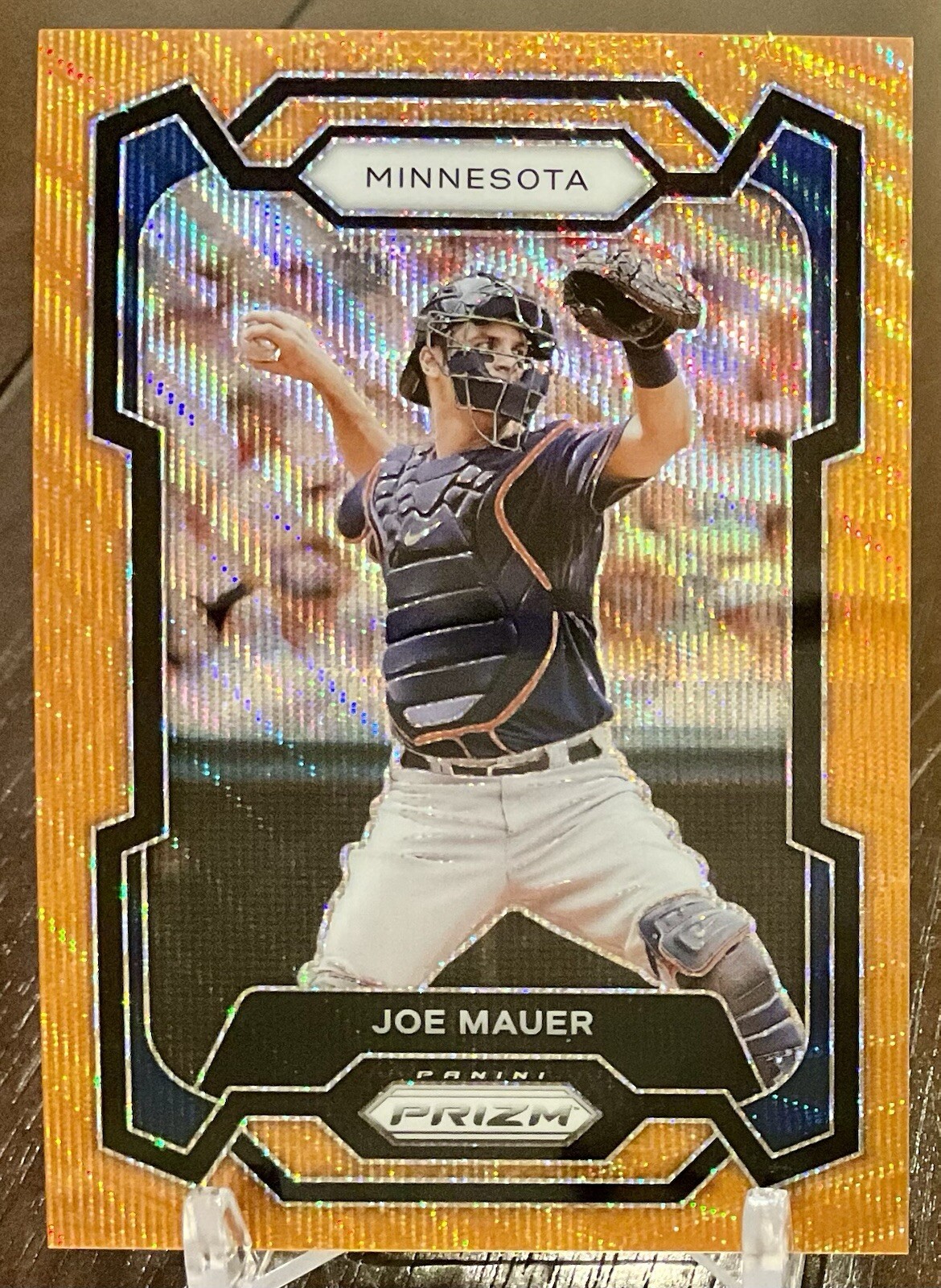 Joe Mauer 2024 Panini Prizm Baseball Orange Wave 39/49 Minnesota Twins