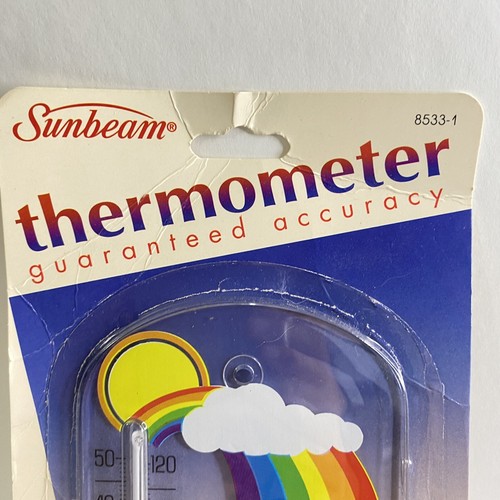 Vintage Neu Sunbeam REGENBOGEN Kunststoff Thermometer Saugnäpfe USA Fenster oder Wand - Bild 3 von 6