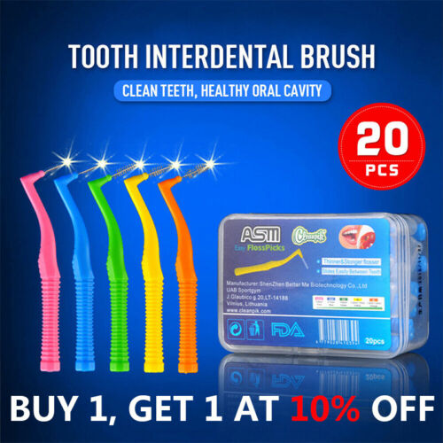 Angle Interdental Brushes Between Teeth–Braces Tooth Brush Cleaner (Packs of 20)