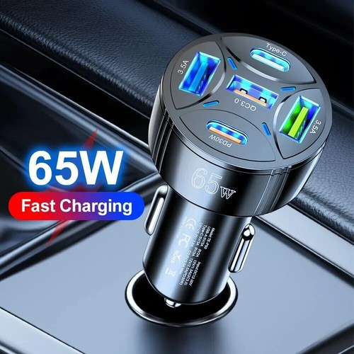 4-in-1 Multi Charging Cable 65W 5-port Type-C PD Fast Car Charger For Cell Phone - Picture 11 of 26