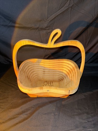 Oh Nuts! Collapsible Accordion Wooden Apple Shaped Nut Snack Basket Bowl - Picture 11 of 24