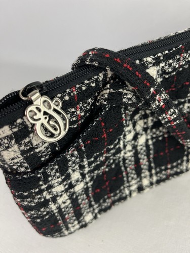 Vera Bradley Black/Red/White Tartan Plaid Tweed Bag Purse - Picture 4 of 11
