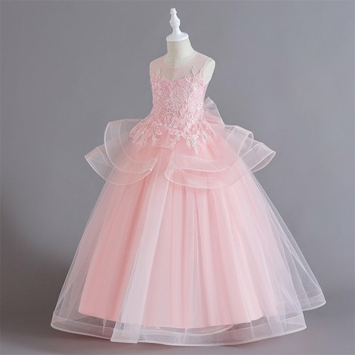 Kids Girls Party Long Dress Wedding Bridesmaid Birthday Dresses Formal Prom Gown - Picture 25 of 49