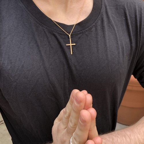 Real Solid 1/20 14K Yellow Gold Cross Crucifix Religious Pendant Necklace in mm - Picture 7 of 9