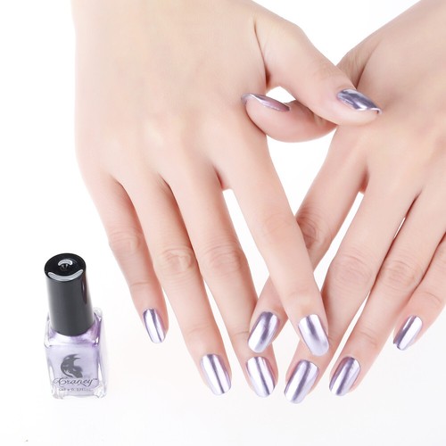 Esmalte de uñas metálico efecto espejo plateado recubrimiento de esmalte de uñas súper brillante - Imagen 21 de 33