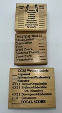 Lot Of 3 Teacher’s Rubber Stamps CCSS Writing Rubric Grammar Traits Needs Work