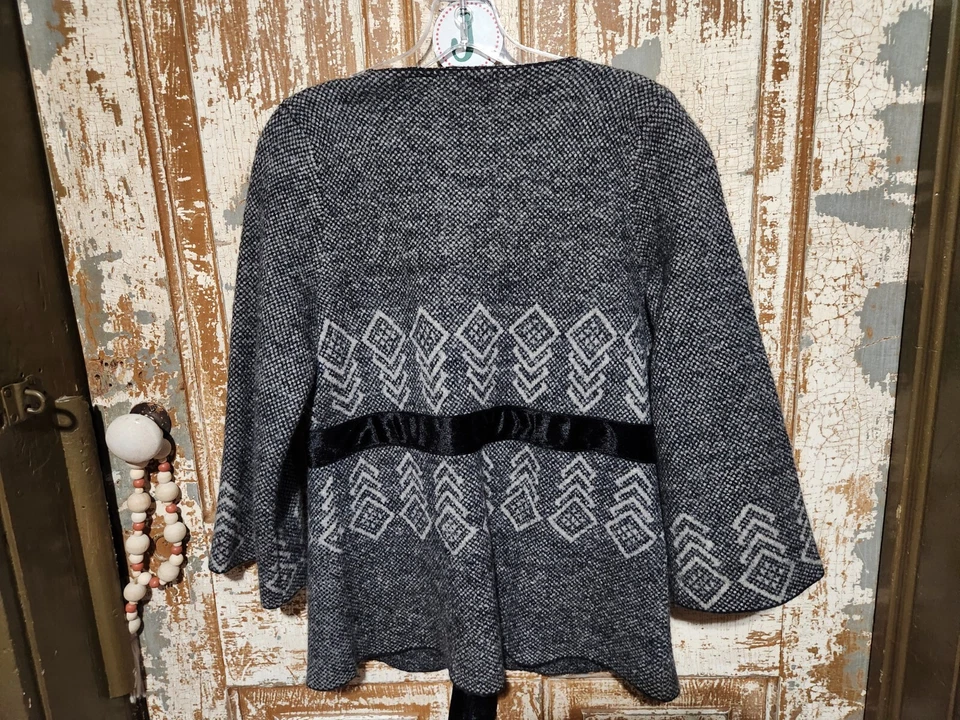 Heather B Cardigan Sweater Women's Large 100% Wool Bell Sleeve Casual Holiday  - Image 2 of 3