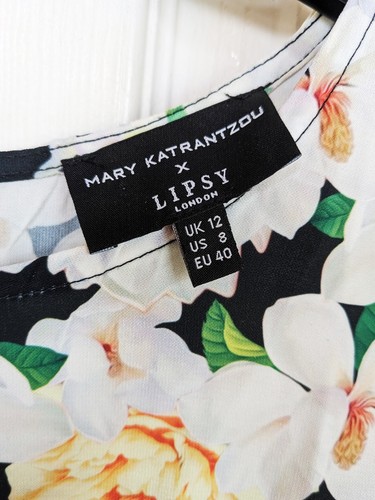 MARY KATRANTZOU X LIPSY Colourful Floral Flutter Sleeve Fit & Flare Dress, sz 12 - Picture 8 of 8