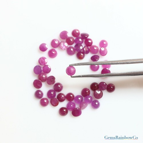 Natural Ruby Cabochons, loose Round gemstone in size 4.75mm, 5mm, 5.25 A Quality - Picture 3 of 6