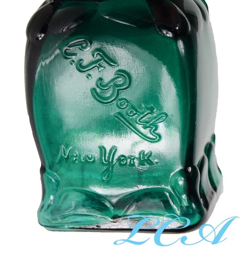 Antique SMELLING SALT bottle TEAL BLUE GREEN color C.F. BOOTH Co w/ stopper BIM - Picture 3 of 5