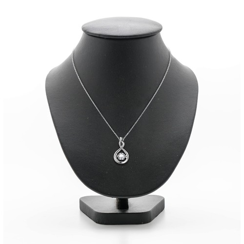 Collana Ciondolo Zirconi Cubici Argento Sterling 925 Platino - Foto 2 di 2