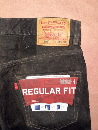 Vintage Levis 505 Jeans, Herren schwarz normale Passform, Deadstock Erwachsene neu mit Etikett Größe 32x32 - Bild 2 von 3