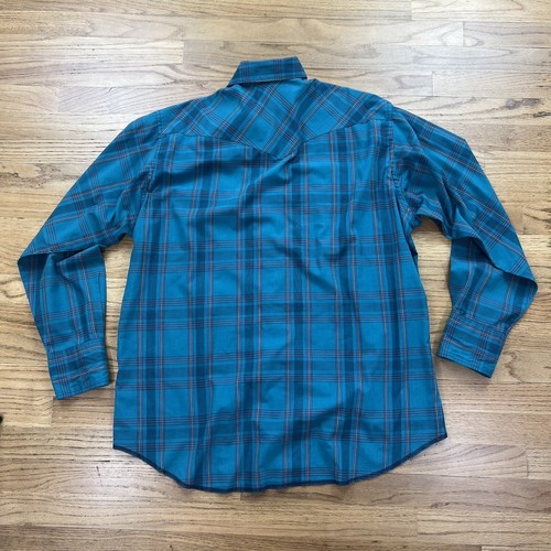 Vintage Rustler X Long Tails Men's 17-34/35 Green Pearl Snap Western Shirt Plaid - Bild 11 von 11