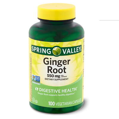 (2pack)Ginger Root Digestive Health Dietary Supplement Capsules,550 mg,100 Count