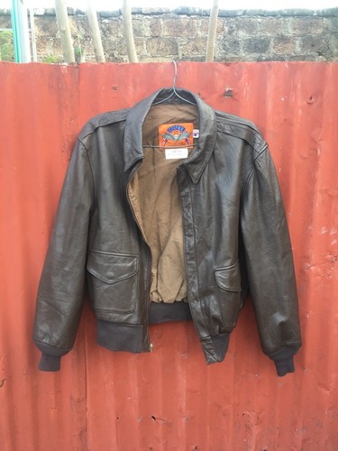 COPPER TYPE A-2 US AIR FORCE Brown Bomber Leather Jacket size 44 R - Picture 8 of 15