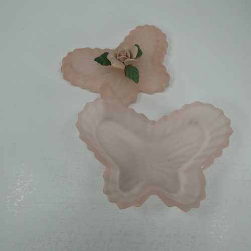 Caja de baratijas de mariposa rosa esmerilado vintage con tapa KKHUG - Imagen 2 de 8