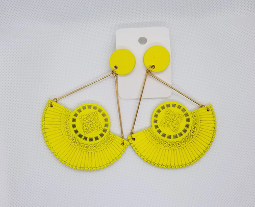 Colorful Fan Wooden Earrings - 第 1/11 張圖片