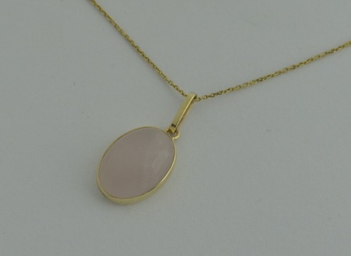 Gold Rose Quartz pendant, solid 9ct gold, natural gemstone - Picture 5 of 5