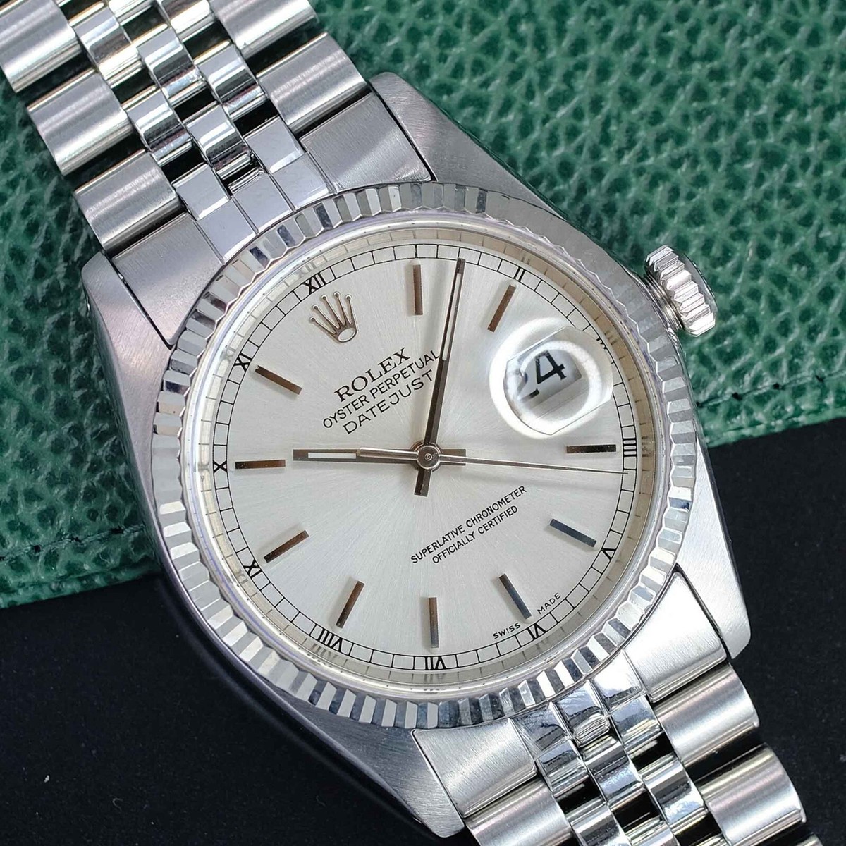 ROLEX MENS DATEJUST GOLD STEEL SILVER DIAL 36MM WATCH