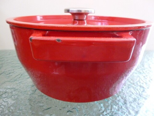 Cast Iron Red Enamelled Pyrex Stove Top /Oven Slow Cook Casserole - Picture 4 of 9