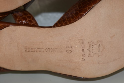 Nuevo Manolo Blahnik Carolyne Marrón Caimán Cocodrilo Zapatos de Tacón Gatito 36 - Imagen 9 de 9