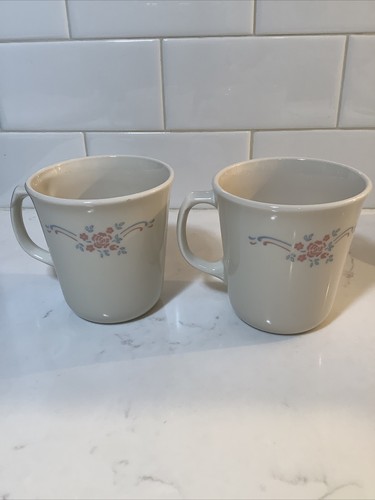 SET (7) Corning Corelle ENGLISH BREAKFAST 10 oz Coffee Mugs. Pink Rose - Picture 3 of 10