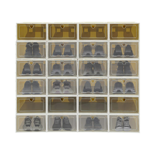24er Schuhboxen Stapelbare Box Avocado Grün Schuhbox mit Tür Schuhkarton Kunstst - Bild 5 von 14