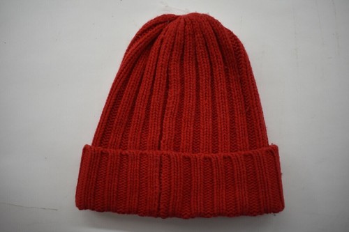 Bickley + Mitchell Chunky Rib Knit Beanie Folded Cuff Rounded Crown OS Red - Picture 6 of 6