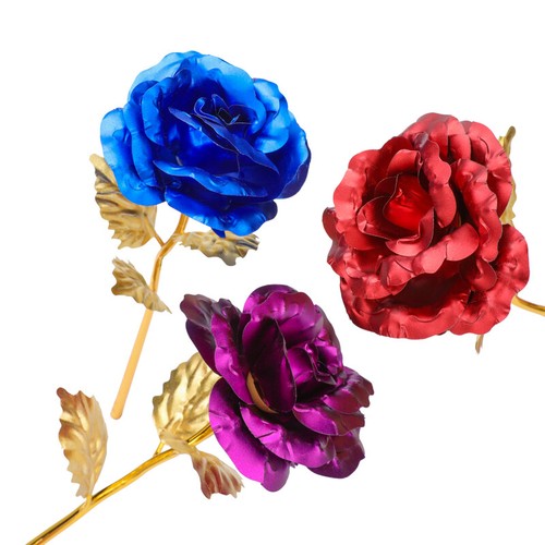 Vergoldete Rosegold getauchte Rose 24K Goldfolie Rose langer Stiel Luxus Geschenkbox - Bild 7 von 66