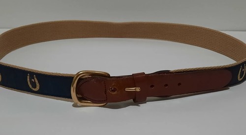 Cinturón de cuero para hombre LTD grano superior cuero lona talla 40 tema de golf 18 agujeros EE. UU. - Imagen 2 de 8