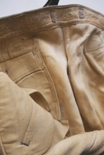 Kniebund Lederhose grau sämisch Elchleder dick Jagd ohne Verzierungen Gr.27/54 - Bild 2 von 10
