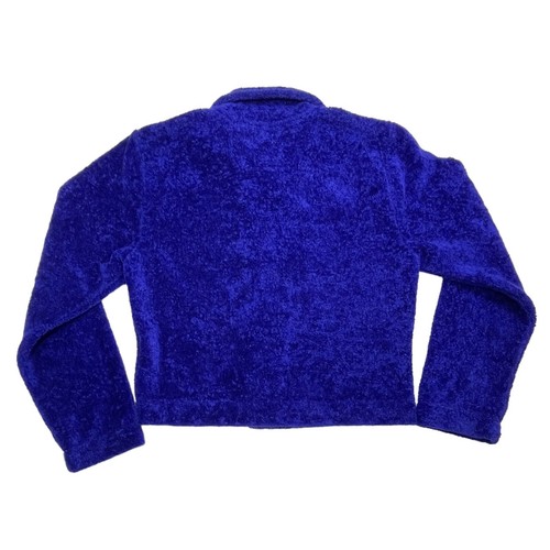 COUNTY CLOTHING Cropped Fleece Jacket Women's Small Blue/Purple Artsy Buttons - Picture 5 of 18
