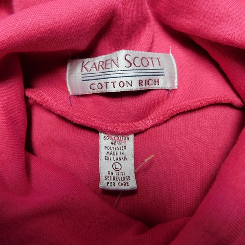 Karen Scott Cotton Rich Long Sleeve Turtleneck Top - Bright Pink, Large #739 - Bild 4 von 6