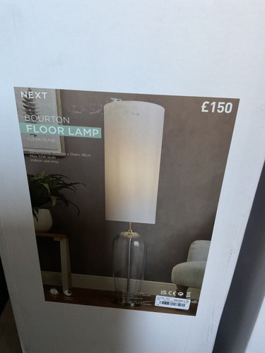 Brandneu NXT gebürstetes Chrom Bourton Stehlampe weißer Schirm werkseitig versiegelt - Bild 8 von 20