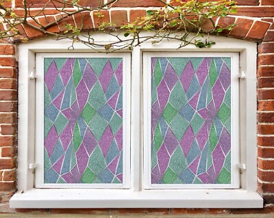3D Blockmuster C718 Fenster Film Drucken Aufkleber Haftendes Buntglas UV Sinsin