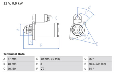 BOSCH 0 986 012 301 Starter für HYUNDAI,HYUNDAI (BEIJING),KIA,MITSUBISHI