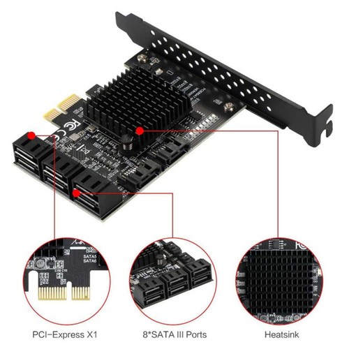 Expansion Card Controller Adapter PCI-Express to 8 Ports SATA 3.0 6Gbps For HDD - Afbeelding 7 van 10